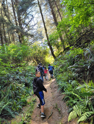 Native American Club kids in the forest