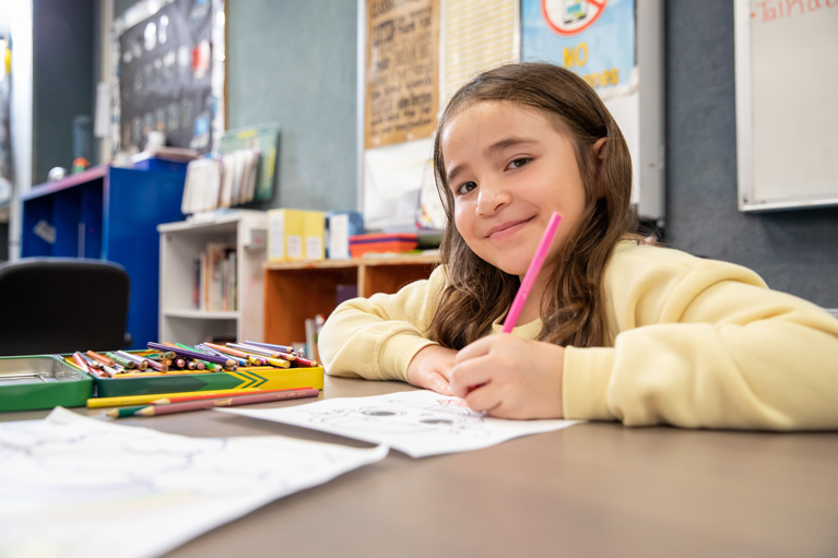 Club girl working on homework