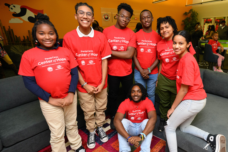 Club teens at Panda Cares - Center of Hope event