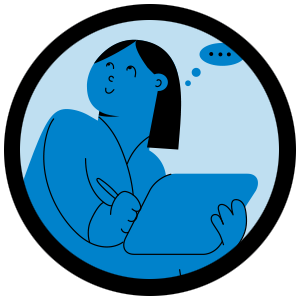 Illustration of thoughtful kid with iPad