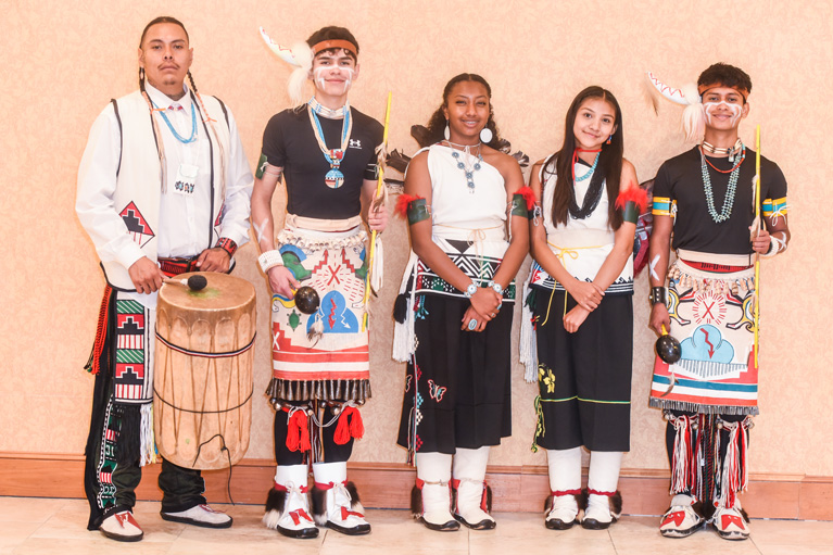 Native American Club kids in dance regalia