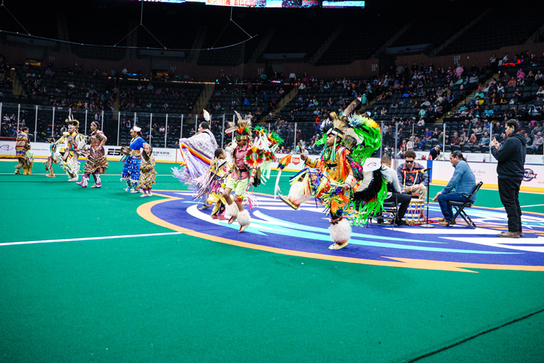 Shinnecock Nation Club kids dancing in their regalia