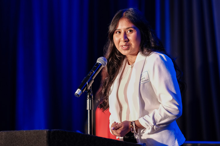 Nianti giving speech at Monterey County Competition